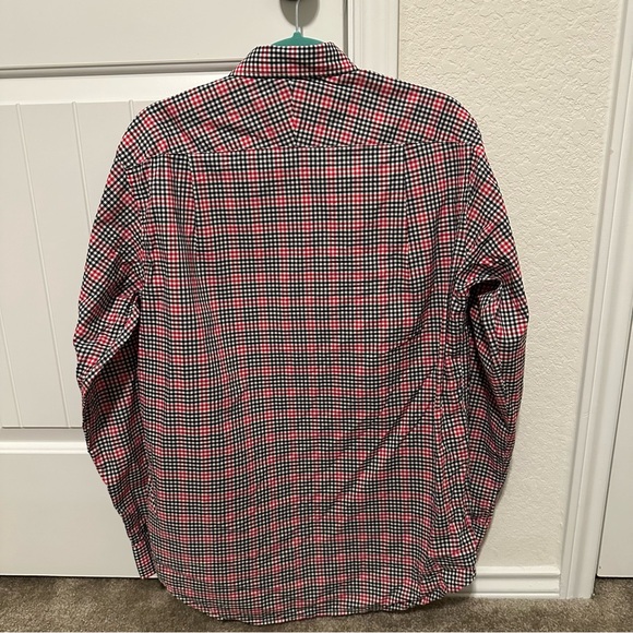 J. McLaughlin Red Black Gingham Check Button Down Shirt Men’s Size S small - Picture 4 of 6